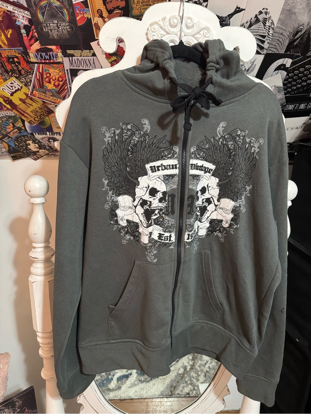Women's Gray Graphic Zip Hoodie
